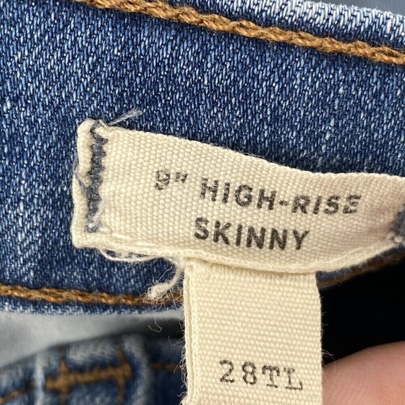 Madewell Size 28T Distressed 9” High Rise Skinny Raw Hem Blue Jeans - Picture 3 of 14
